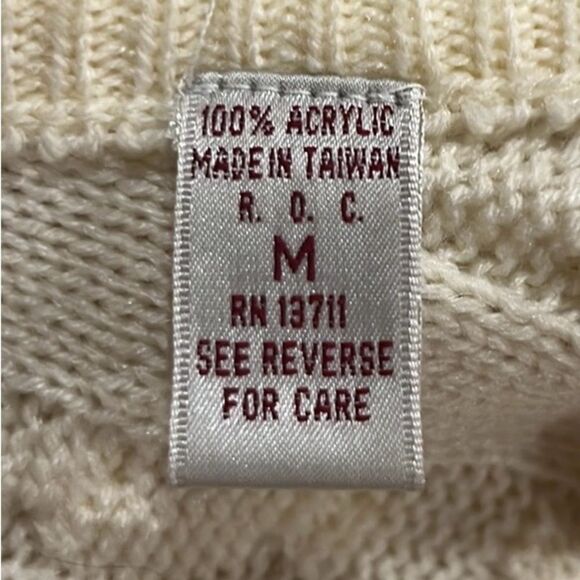 Karen Scott vintage cream open front cable knit cardigan size Medium - Picture 7 of 7